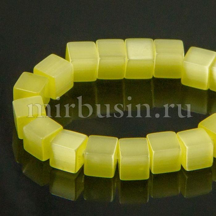 Бусины Кошачий Глаз, Квадратные, Цвет: Желтый, Размер: 4х4х4мм ...