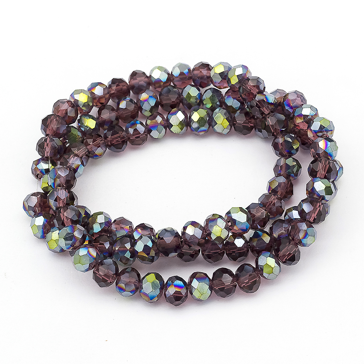 Бусины Гальваника Стекло АВ-Цвет, Граненые, Рондель, Цвет: Лавандовый, Размер: 6х4мм, Отв-тие: 1мм, около 100шт/46см/нить, (УТ100009260)