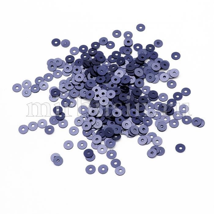 Пайетки, Круглые, Перламутровые, Цвет: Сине-фиолетовый, Размер: 4мм, около 2500шт/10г, (УТ100024331)