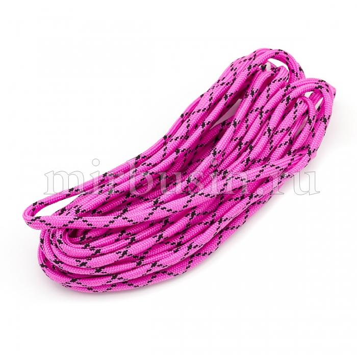 Шнур Паракорд Полиэстер и Спандэкс, подходит для плетения браслетов, Полосатый, Цвет: Розовый, Размер: 4мм, (УТ100024349)