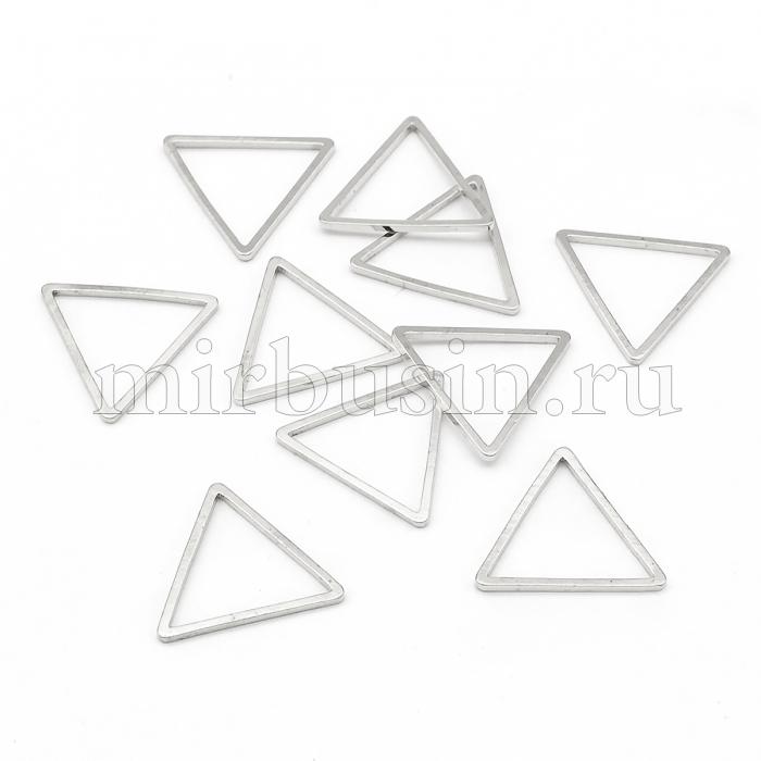 Коннектор Треугольник, Латунь, Цвет: Серебро, Размер: 17.5x20x0.8мм, Внутренний Размер 15.5x17.5мм, (УТ100025149)