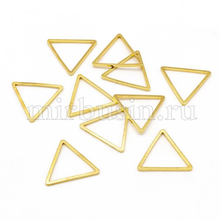 Коннектор Треугольник, Латунь, Цвет: Золото, Размер: 17.5x20x0.8мм, Внутренний Размер 15.5x17.5мм, (УТ100025152)