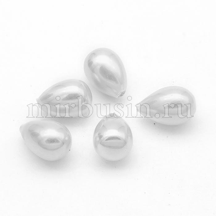 Жемчуг Shell Pearl, Капля, Отверстие Несквозное, Полированный, Цвет: Белый, Размер: 11х8мм, Отв 1мм, (УТ100027401)