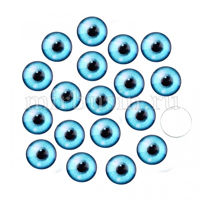 Кабошоны Глаз Стеклянные, Круглые, Цвет: Темно-синий, Размер: 10x3.5мм, (УТ100027919)