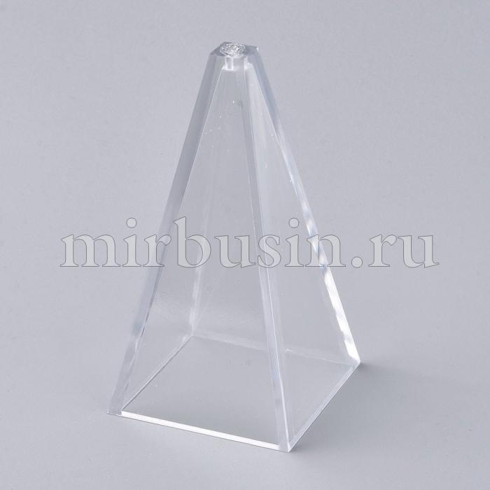 Форма для Изготовления Свечи, Пластик, Пирамида, Цвет: Прозрачный, Размер: 57х57х113мм, Отверстие 2.7мм, Внутренний размер 47х47мм, (УТ100027938)