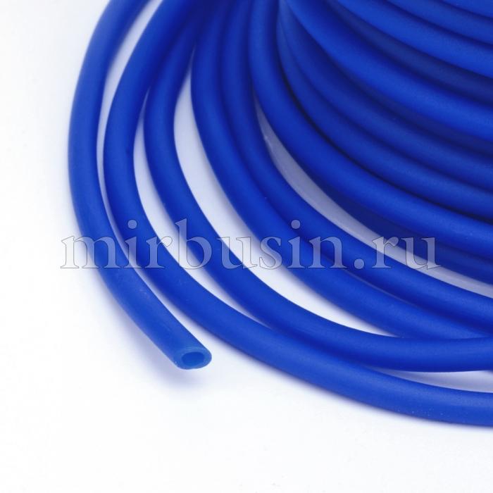 Шнур Резиновый Синтетический Полый, Цвет: Синий, Толщина 4мм, Отверстие 2мм, (УТ100028385)