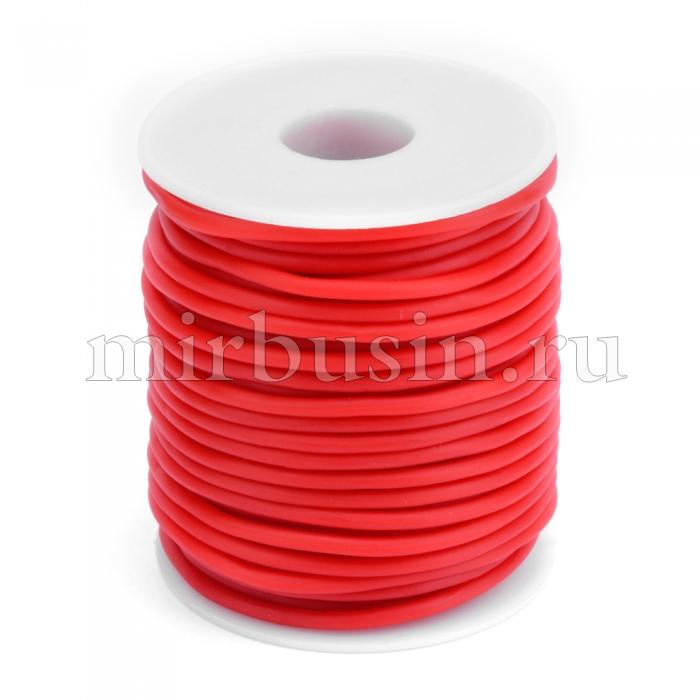 Шнур Резиновый Синтетический полый, Цвет: Красный, Размер: Толщина 2мм, Отверстие около 1мм, 50м/катушка, (УТ100029404)