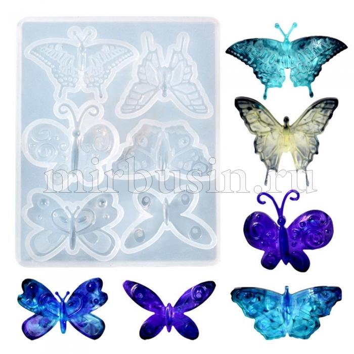 Силиконовая форма, Бабочки, Цвет: Белый, Размер: 108х88.5х8мм, Внутренний размер 19-29х38-45мм, (УТ100029750)