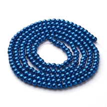 Жемчуг Бусины Стекло 4мм, Глянцевые, Круглые, Цвет: Темно-синий, Диаметр: 4мм, Отв-тие 1мм, около 216шт/86см/нить, (УТ000004870)