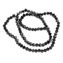 Бусины Австрийский Хрусталь Имитация, Стеклянные, Граненые Биконус, Черный, 4х4мм, Отверстие 1мм, около 80шт/30см/нить, (УТ000007654)