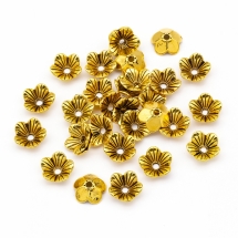 Шапочки для Бусин Металлические, Цветок, Цвет: Античное Золото, Размер: 10х10х3мм, Отверстие 1.5мм, (УТ000007724)