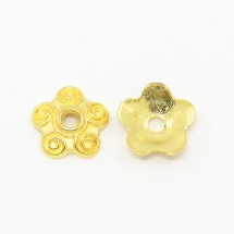 Шапочки для Бусин Металлические, Цветок, Цвет: Золото, Размер: 10х4мм, Отверстие 1мм, (УТ0028020)
