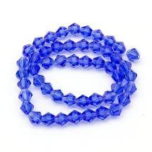 Бусины Австрийский Хрусталь, Имитация, Стекло, Граненые Биконус, Цвет: Синий, Размер: 6х6мм, Отв-тие: 1мм, около 50шт/30см/нить, (УТ0029294)