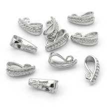 Держатель Бейл с петелькой, Латунь, Цвет: Платина, Размер: 14х6мм, Отверстие 3.5мм, (УТ0029258)