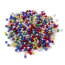 Жемчуг Бусины Акриловые Глянцевые Круглые, Микс, 4мм, Отверстие 1мм, около 850шт/25г, (УТ0030519)