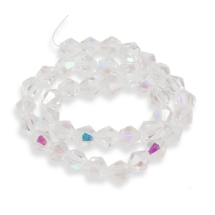 Бусины Стеклянные Граненые Биконус Прозрачные, Бесцветный, 8мм, Отверстие 1мм, около 38шт/28см/нить, (УТ0030333)