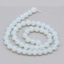 Бусины Синтетический Опалит класса АА, на нитях, Круглые, Цвет: Белый, Размер: 8мм, Отверстие 1мм, около 40шт/36см/нить, (УТ0030740)