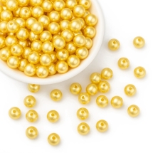 Жемчуг Бусины Акриловые, Глянцевые, Круглые, Цвет: Желтый, Размер: 10мм, Отв-тие 2.5мм, около 50шт/25г, (УТ0030231)