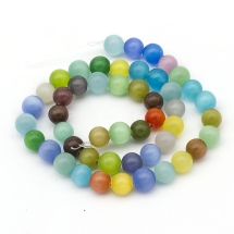 Бусины Кошачий Глаз, Круглые, Цвет: Микс, Диаметр: 8мм, Отверстие 1мм, 49шт/40см/нить, (УТ100007739)