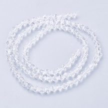 Бусины Австрийский Хрусталь Имитация, Стеклянные, Граненые Биконус, Бесцветный, 4х4мм, Отверстие 1мм, около 80шт/30см/нить, (УТ100006911)