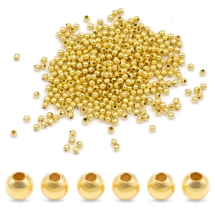 Бусины-Разделители Железные Круглые, Золото, 2х2мм, Отверстие 1мм, около 1050шт/20г, (УТ100006784)