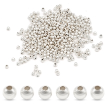 Бусины-Разделители Железные Круглые, Серебро, 2х2мм, Отверстие 1мм, около 1050шт/20г, (УТ100006785)