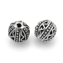 Бусины Сплав Тибетский Стиль Круглые, Античное Серебро, 11мм, Отверстие 2мм, (УТ100007237)