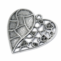Кулон Сердце Металл, Цвет: Античное Серебро, Размер: 47x46x5мм, Отверстие 3мм, (УТ100008682)