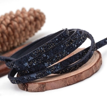 Шнур Искусственная Кожа с блестками, Цвет: Полуночно-синий, Размер: 5х2мм, около 1.4м/шт, (УТ100009088)