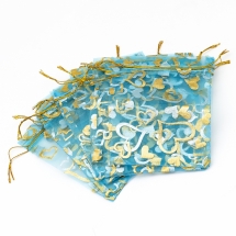 Подарочный Мешочек из Органзы, Прозрачный, Цвет: Голубой, Размер: 9x7см, (УТ100011962)