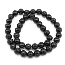 Бусины Натуральный Черный Обсидиан Круглые, 8мм, Отверстие 1мм, около 45шт/36см/нить, (УТ100011718)