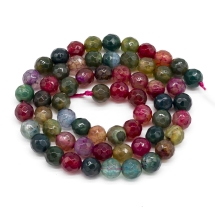 Бусины Натуральный Агат Круглые Граненые, Микс, 6мм, Отверстие 1мм, около 60шт/37см/нить, (УТ100011862)