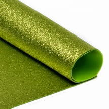Фоамиран с Глиттером, Цвет: Светло-зеленый, 2мм, Размер: 20х30cм, 10 листов (УТ100013282)