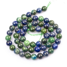 Бусины Натуральный Лазурит и Хризоколла Круглые, Сине-Зеленый, 6мм, Отверстие 1мм, около 60 шт/36см/нить (УТ100013895)