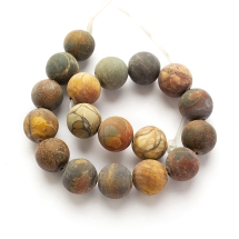 Бусины Натуральная Яшма Пикассо Круглые Матовые, 10мм, Отверстие 1мм, около 17шт/17см/нить, (УТ100013901)