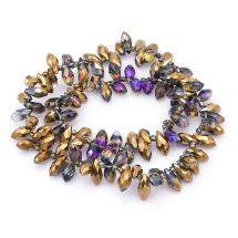 Бусины Гальваника Стекло, Наполовину Окрашенные, Граненые, Капля, Золотистый, 12x6х6мм, Отв-тие: 1мм, около 100шт/60см/нить (УТ100013988)