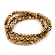 Бусины Гальваника Стекло, Биконус, Медный, 4х4.5мм, Отв-тие 1мм, около 80шт/30см/нить, (УТ100013998)