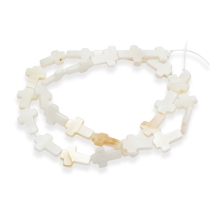 Бусины Морской Перламутр Крест, Слоновая Кость, 11~12x9~10x2~3мм, Отверстие 1.5мм, около 30шт/37см/нить, (УТ100014054)