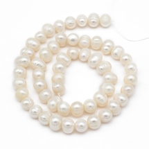 Жемчуг Натуральный Пресноводный Класс В Овальный, Слоновая Кость, 7~8мм, Отверстие 0.8мм, около 69шт/36см/нить, (УТ100015160)