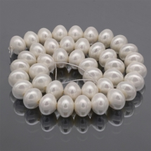 Жемчуг Shell Pearl, Рондель, Цвет: Белый, Размер: 12~13x9~10мм, Отв 1мм, около 41шт/39см/нить. (УТ100015194)