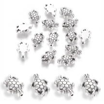 Бусины Сплав Тибетский Стиль Черепаха, Античное Серебро, 12.5х9х4мм, Отверстие 1мм, (УТ100015254)