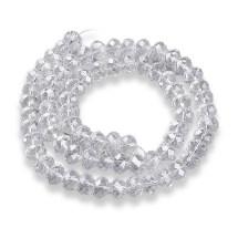 Бусины Рондель Имитация Австрийского Хрусталя Стеклянные Граненые, Прозрачные, Бесцветные, 6х4мм, Отверстие 1мм, около 92шт/36см/нить, (УТ000003321)