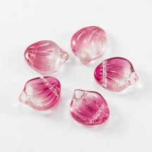Кулон Стеклянный, Лепесток, Цвет: Фламинго, Размер: 15х12х4мм Отверстие 1мм, (УТ100017487)