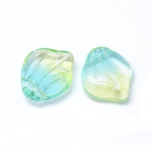 Кулон Стеклянный, Лепесток, Цвет: Желто-голубой, Размер: 15х12х4мм Отверстие 1мм, (УТ100017488)