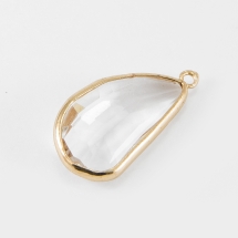 Кулон Стеклянный Граненый, Фурнитура Латунь, Цвет: Бесцветный, Размер: 36.5x14x6мм, Отверстие 1.5мм, (УТ100017492)