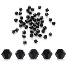 Бусины Австрийский Хрусталь, Огранка 5301, Имитация, Стекло, Биконус, Черный, 3.5х4мм, Отв-тие: 1мм, (УТ100017644)