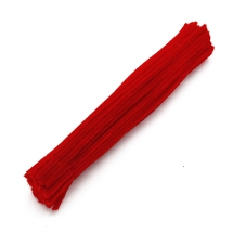 Синельная Проволока для Рукоделия Мягкая Пушистая, Красная, 300х5мм, 100шт/упак, (УТ100017790)