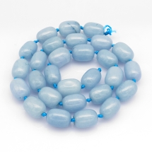 Бусины Натуральный Аквамарин, На нитях, Бочка, Цвет: Бледно-бирюзовый, Размер: 15x10мм, Отв. 1мм, около 24шт/нить, (УТ100017938)