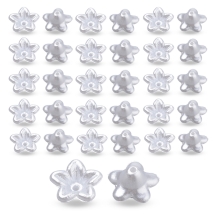 Жемчуг Бусины Пластиковые ABS, Глянцевые, Цветок, Белые, 10х10.5х5мм, Отверстие: 1мм, (УТ100018840)