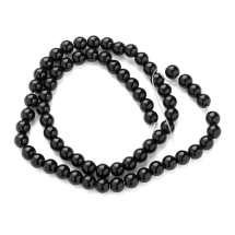 Бусины Австрийский Хрусталь, Имитация, Круглый, Цвет: Черный, Диаметр: 6мм, Отв-тие 1мм, около 65шт/38см/нить, (УТ100019121)